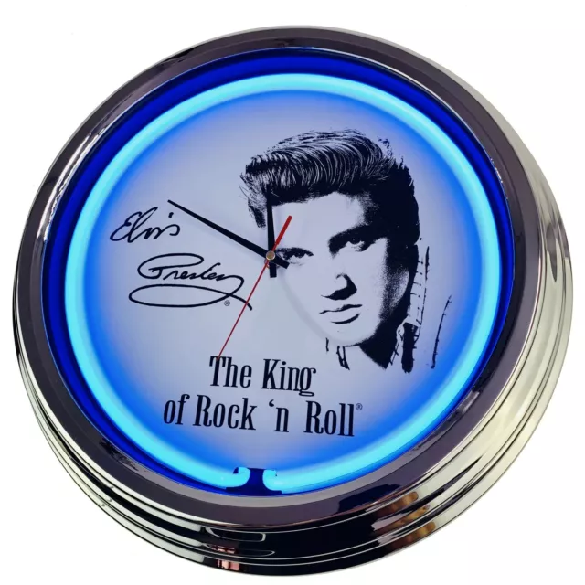 N-0215 Wanduhr "Elvis" Deko Neonuhr Esszimmer Küche Wohnzimmer Büro Uhr