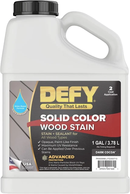 Solid Color Wood Stain Sealer - Deck Paint and Sealer for Decks, Fences, Siding,
