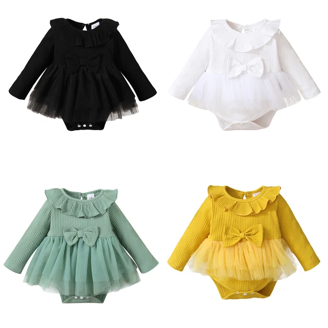 Baby Girls One Piece Bodysuit Bowknot Romper Dress Fall Casual Jumpsuit Clothes