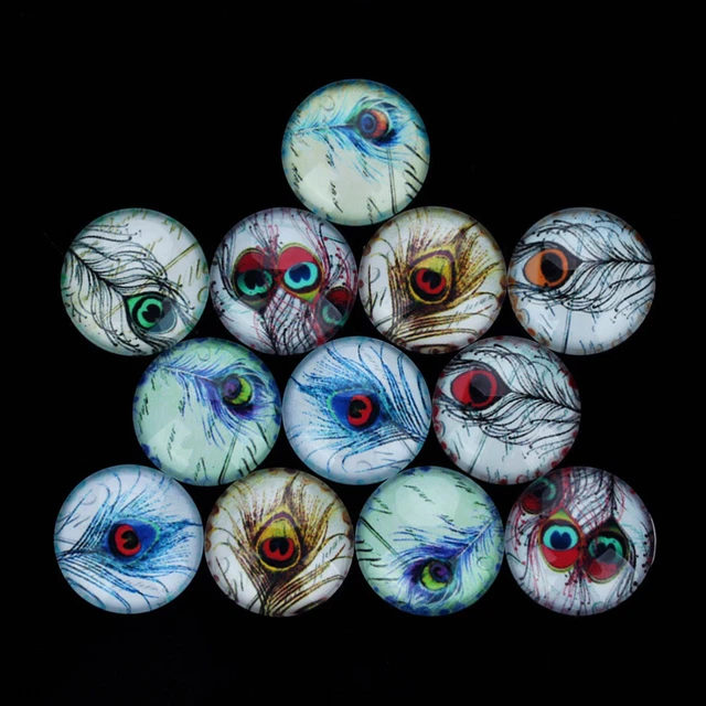 2x Flatback Dome Cabochons Flatback Glas Schmuck Runde Zeit Edelstein 9