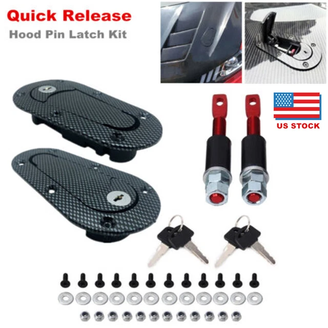 QUICK RELEASE HOOD Pin Latch Kit Carbon Fiber Universal Flush Hood