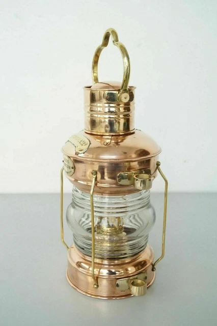 Kupfer Messing Anker Öl Lampe Nautisch Maritim Schiff Laterne Boot Antik Licht 4