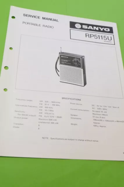 Service Manual-Anleitung für Sanyo RP 5115 U  ,ORIGINAL