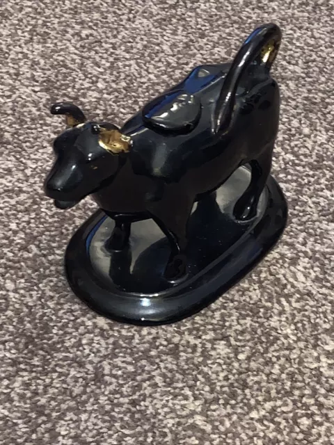 Antique Black Glaze Cow Creamer Jackfield Staffordshire circa 1880s.