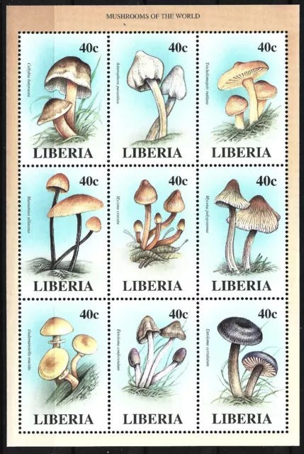 Liberia - mushrooms from all over the world small bow mint 1998 Mi. 2053-2061