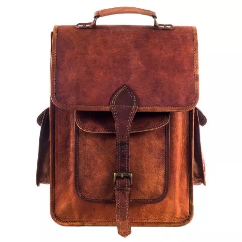 Mens-Genuine-Leather-Vintage-Laptop-Backpack-Rucksack-Messenger-Bag-Satchel-New