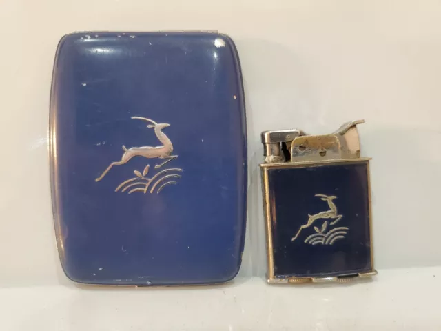 Vintage WORKING Evans Cigarette Case & LIGHTER Enameled Gazelle   3438.16