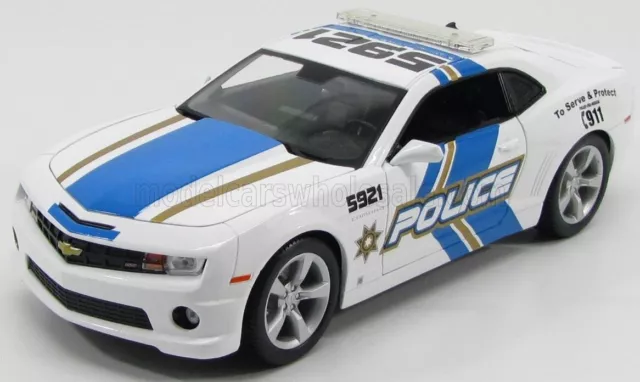 1/18 - Chevrolet - Camaro SS RS policía bomberos 2010 blanco azul mci