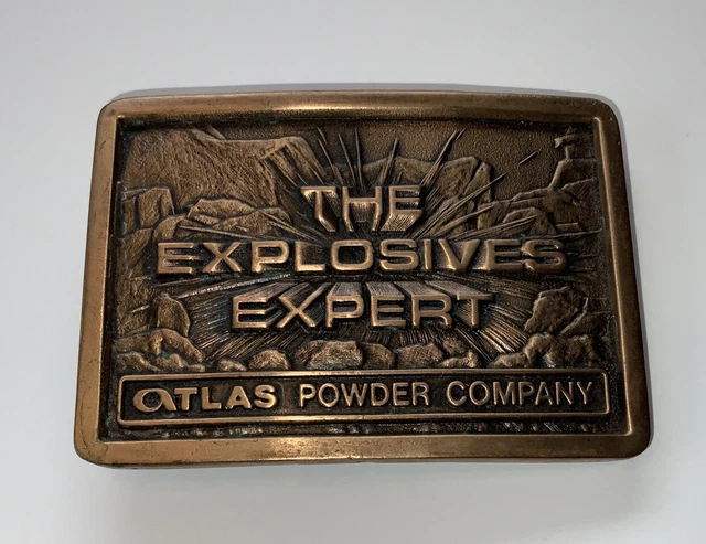 The Explosives Expert Atlas Powder Company TL & B Brass Belt Buckle. Decades Old