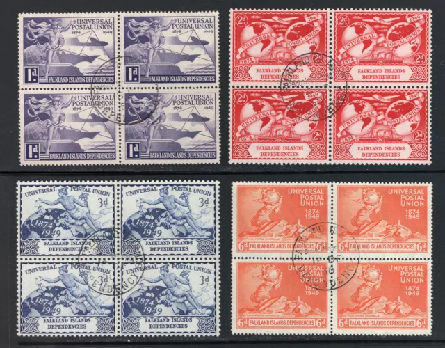 M8473 Falkland Island Dependencies 1949 SGG21/4 - 1949 UPU in blocks of 4.