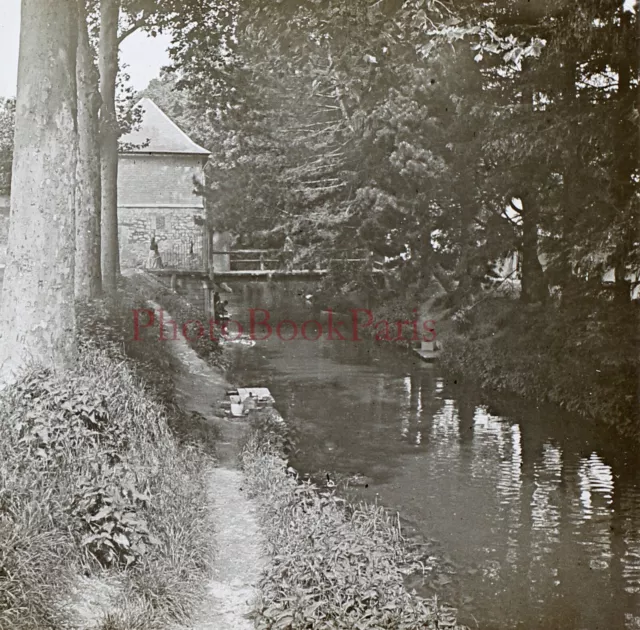 Bachlauf Foto Negative Platte Gläser Stereo c1920 Vintage V28L11n17