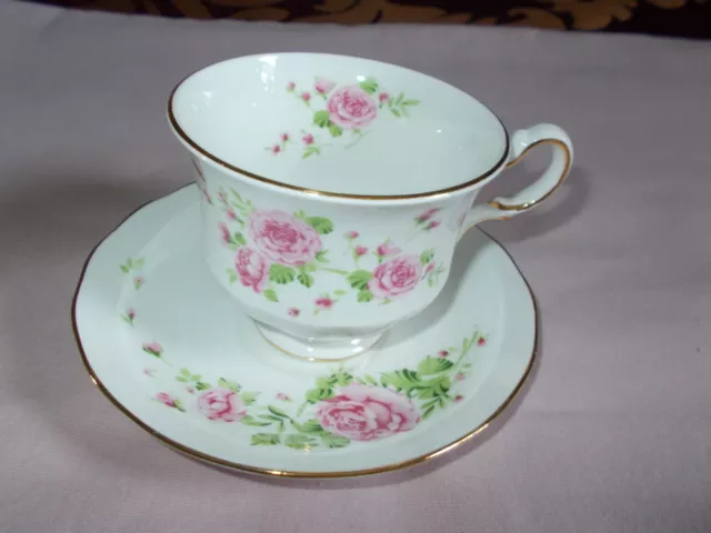 Vintage Avon 1974 Pink Roses Tea Cup Saucer Fine Bone China Gold Trim England