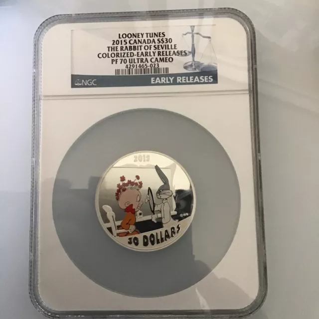Canada 2015 Looney Tunes $30 Rabbit of Sevile 2oz Silver Coin NGC 70..The best..