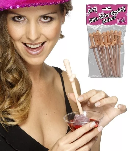 Pack of 10 Ladies Hen Night Party Fancy Dress Dicky Willy Drinking Straws New