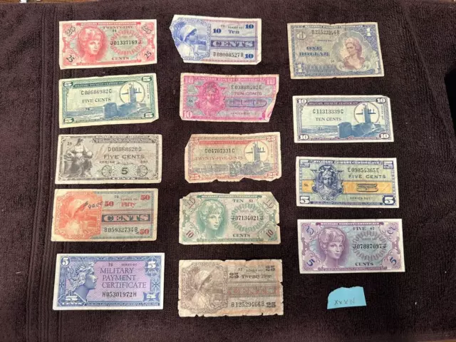 Military Currency==14 Vintage US Military payment Notes===14 Note Lot
