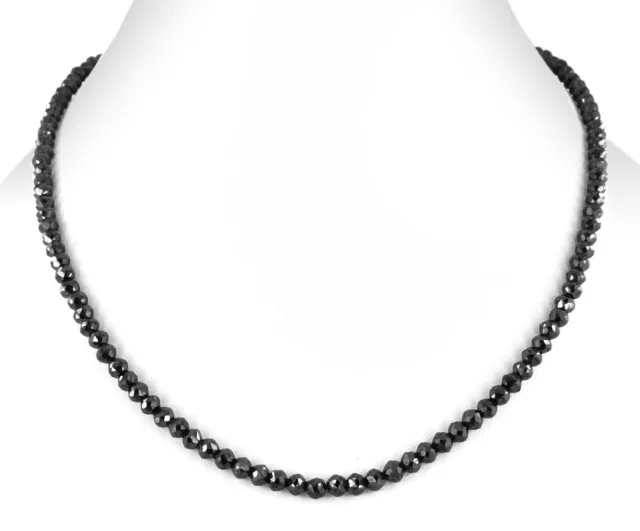 Black Diamond Beads Necklace Gorgeous 4mm igl Certified 22 inch Sun Shine Look.
