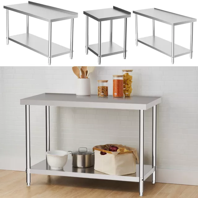 Stainless Steel Commercial Catering Table Work Bench Kitchen Worktop Food Prep