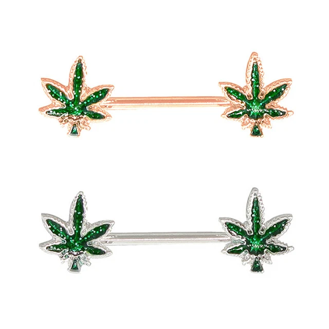 Sexy Crystal Leaf Nipple Bar Rings Nipple Ring Barbell Body Piercing JewelSA