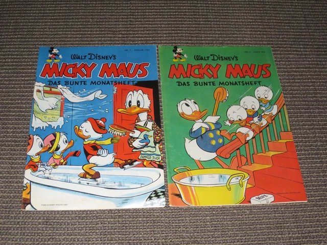 2 Ausgaben "Micky Maus - Das Bunte Monatsheft" , Band 1 und 3/ 1952 /Nachdruck