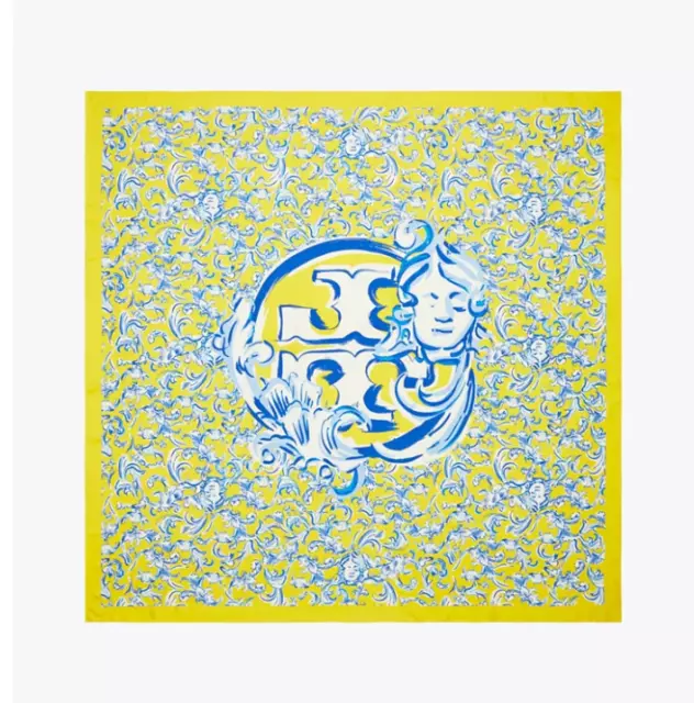 Tory Burch YELLOW SWIRL OVERSIZED SILK SQUARE SCARF (New)  $198