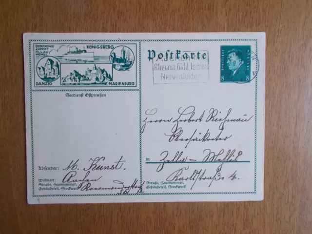 DR 1929, Ganzsache Bildpostkarte, P 188 in bedarfsgelaufen