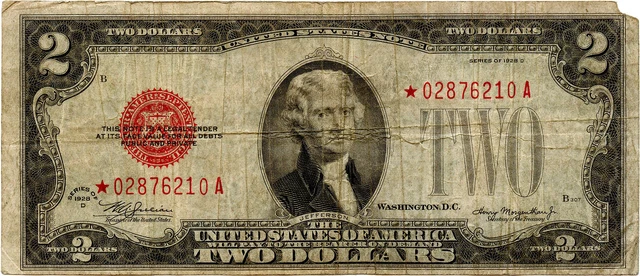 1928D $2 Red Star Legal Tender Note Fr #1505*