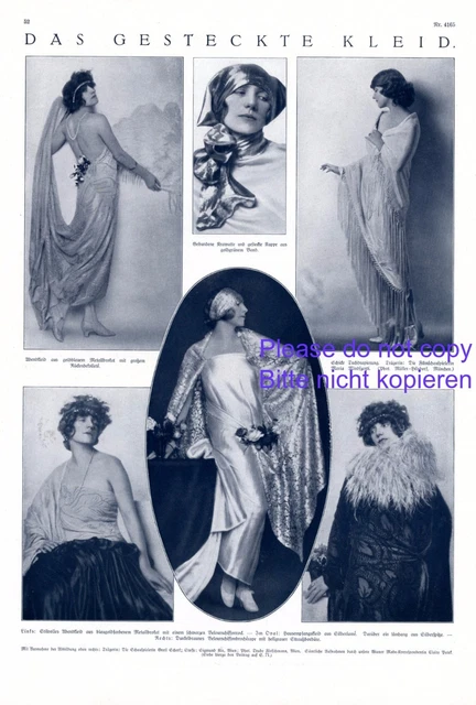Das gesteckte Kleid 1925 XL S. Fotoabb. Mode 20er Jahre Maria Minzenti Scherl