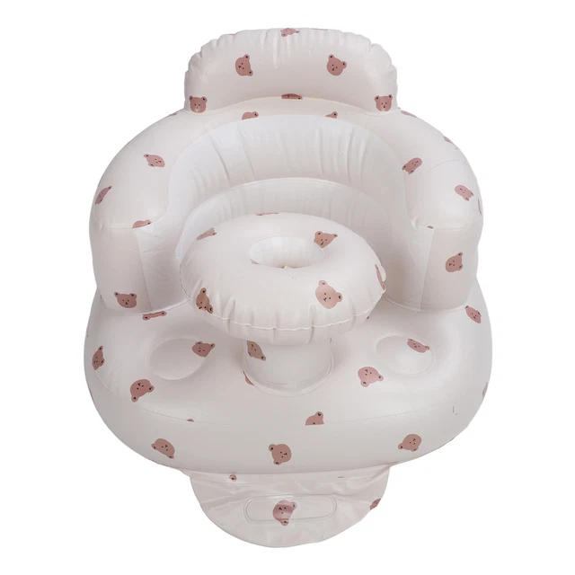 Siège De Bain Gonflable Bébé Mineup - Chaise Canapé 3 à 36 Mois, Design Fleur D'Olivier Blanche