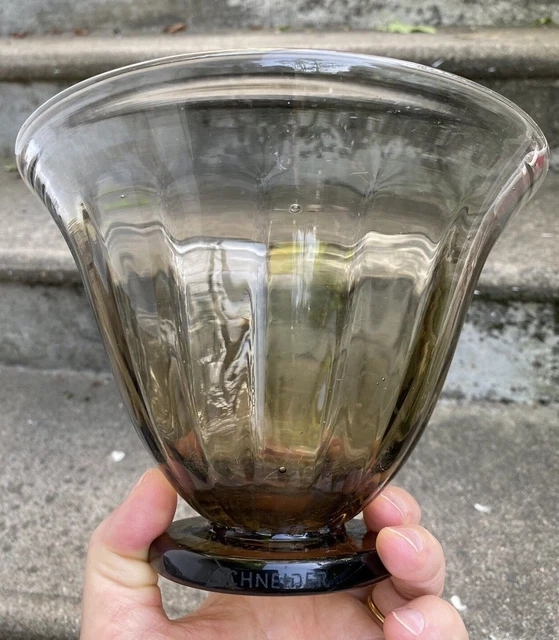 SCHNEIDER SUPERBE COUPE SUR PIED EN VERRE FUME ART DECO PARFAIT ETAT Ca. 1930