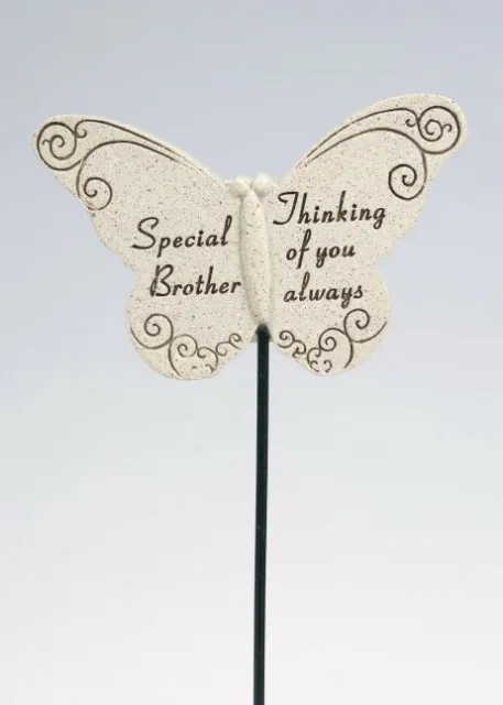 Thinking of Special Brother Butterfly Memorial Tribute Stick Graveside Plaque
