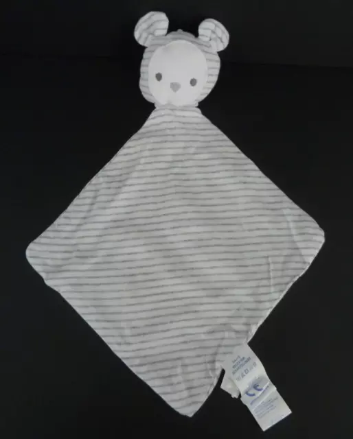 20. DOUDOU PLAT OBAIBI OKAIDI SOURIS OURS blanc rayé gris - EXCELLENT ETAT