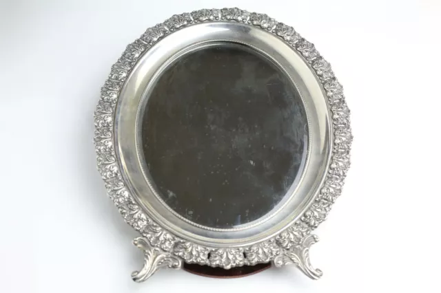 Antique Vintage Italian Hallmarked 800 Silver Dressing Table Mirror