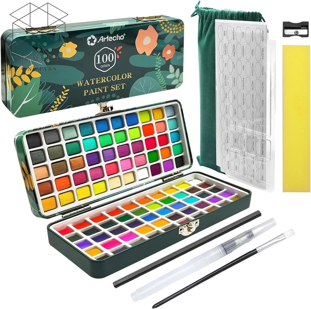 Xialvyu 17-teiliges Mini Aquarell Set - Tragbare Malausrüstung Mit Farben & Skizzenbuch