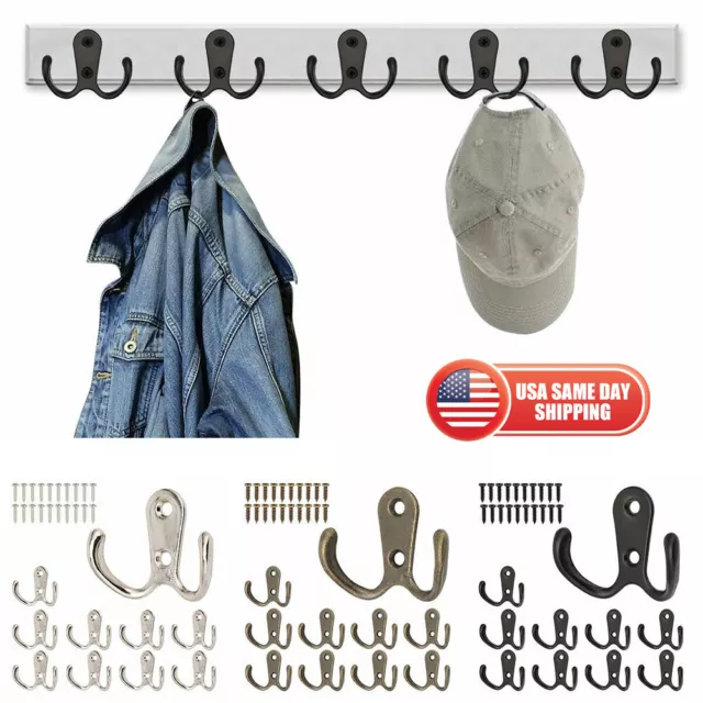 10pcs Small Hanging Metal Single Hook Clothes Towel Hat Coat Wall Door Hangers