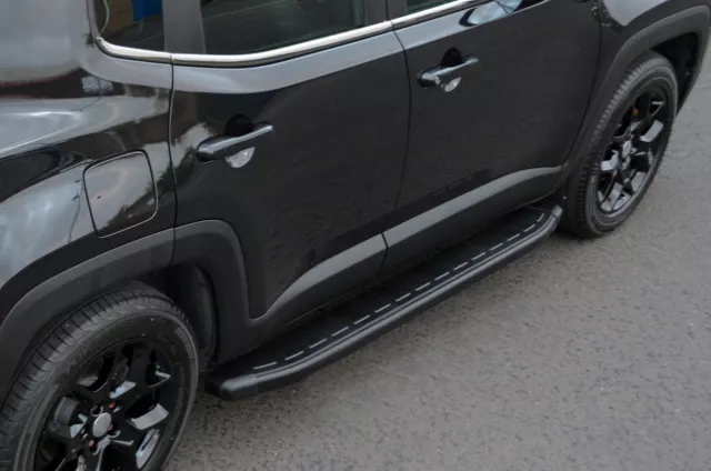 Schwarz Aluminium Side Steps Bars Trittbretter passend für Jeep Renegade (2015+)