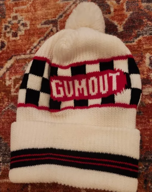 Vintage GUMOUT Nascar 70s 80s Winter Ski Hat Beanie POM POM Racing Top Fuel