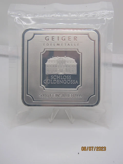 500 gram Silver Bar - Geiger Edelmetalle (Original Square Series) CL643 500 gram Silver Bar - Geiger Edelmetalle (Original Square Series) CL643