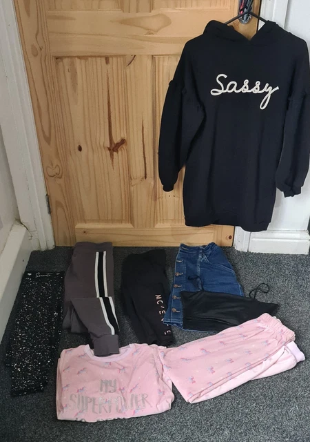 Girls Clothing Bundle Pyjamas Hoodie Leggings Jogger x 8 Items aged 12-13 Years
