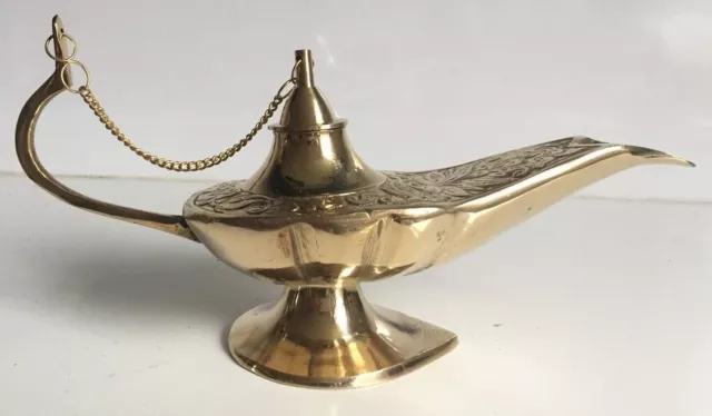 Brass Aladdin Genie Oil Lamp & Jug Vintage Artisan Chirag Home Decor