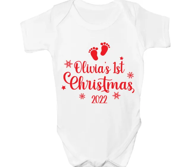 Personalised Baby Grow First Christmas 1st Santa Boys Girls Any Name Xmas Gift