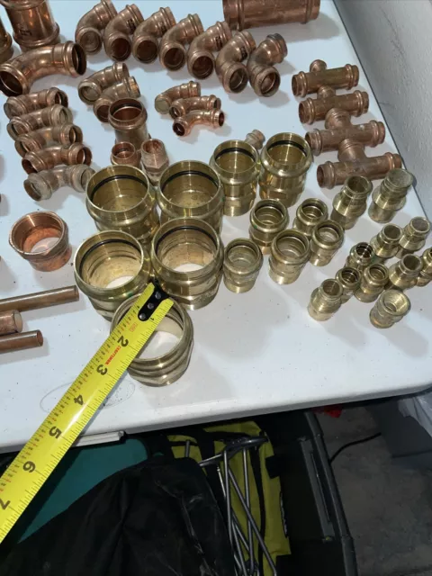 COPPER Mostly And Brass Plumbing Fittings Lot 70 Pieces Viega propress 3