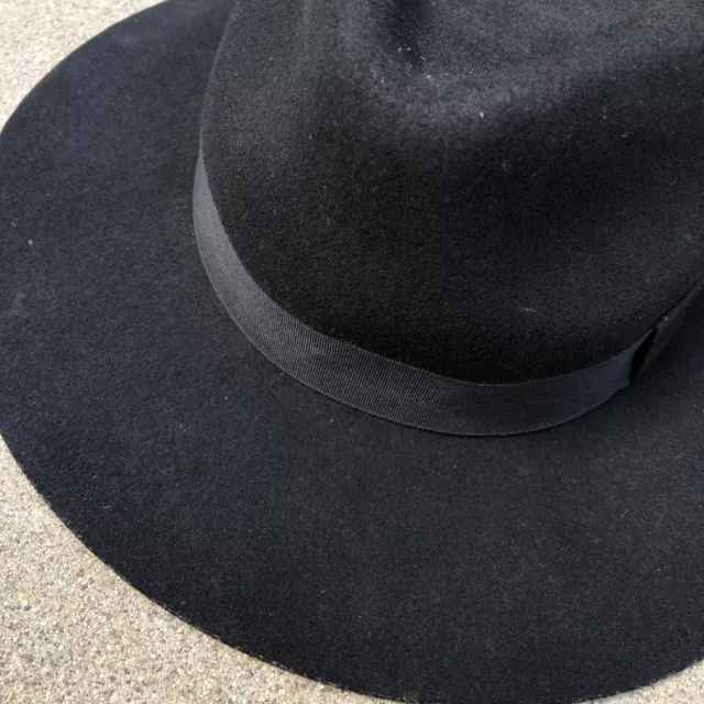 FOREVER 21 Fedora Hat Women's M/L 100% Wool Black Felt Wide Brim Cap 3