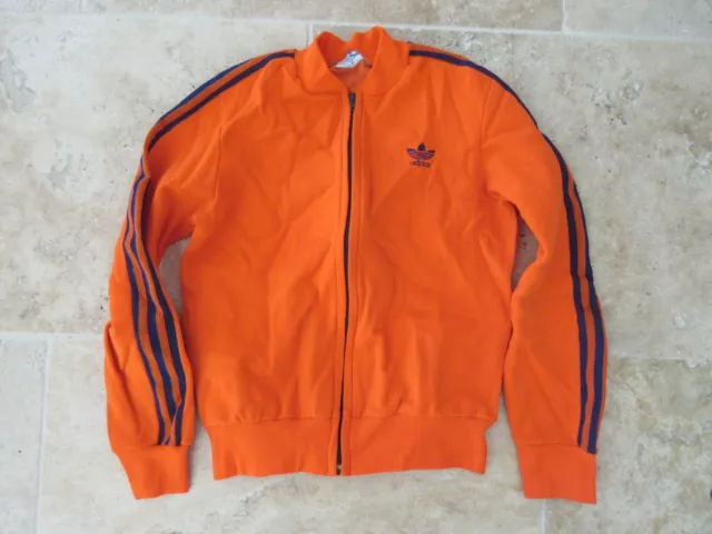 Veste ADIDAS vintage 70'S VENTEX tracktop jacket orange Trefoil giacca 14 ans