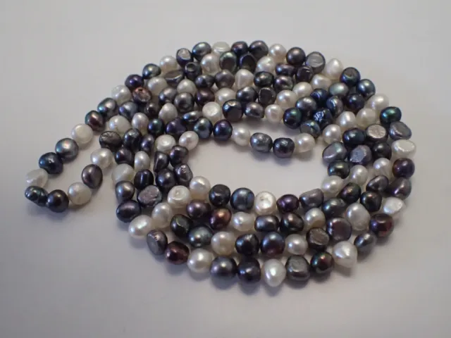 Süßwasser Perlenkette 92 cm, endlos Charleston Kette echte SWZ Perlen Barock
