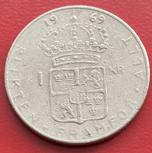 1969 SWEDEN 1 KRONA | 1 KR | SWEDISH COIN | GUSTAF VI ADOLF | Lot 564