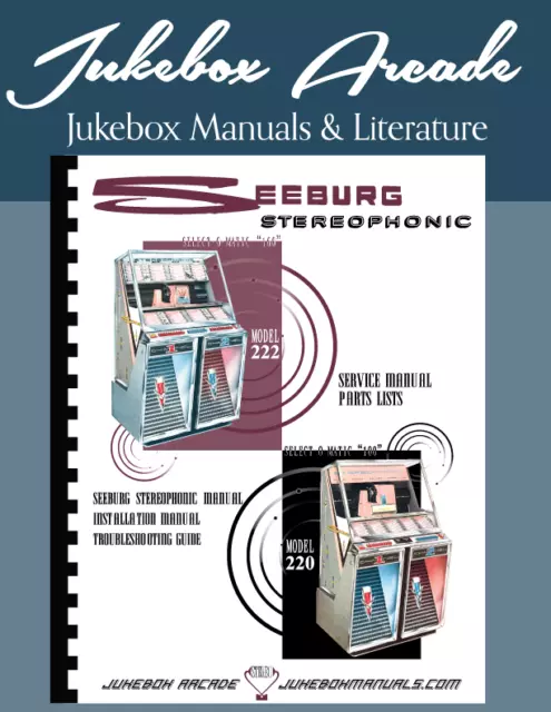 NEW! Seeburg 220 - 222 Jukebox& Parts Manual, Troubleshooting Guide over250Pages