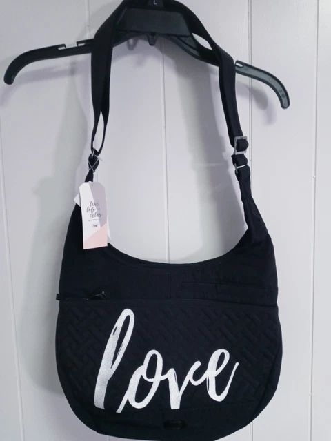 Lug Canopy Black Love Quilted Crossbody Shoulder Purse Bag RFID Protection