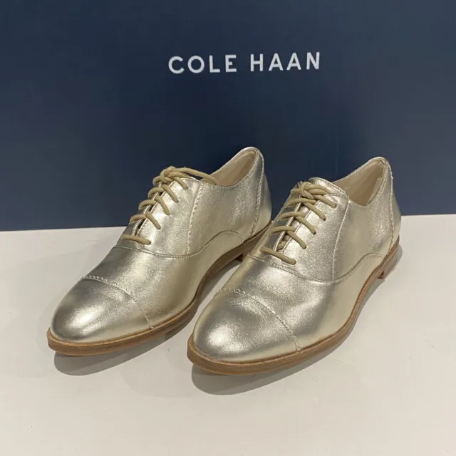 Cole Haan Women's The Go-to Arden Soft Gold Metallic Leather Shoe Oxford W20351