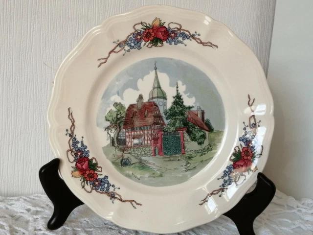 Ancienne Assiette A Dessert En Faïence Obernai
