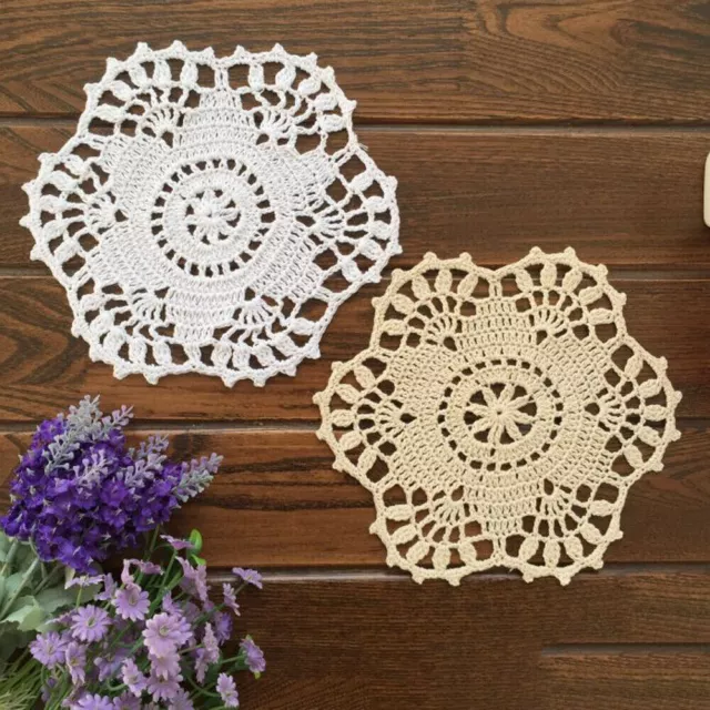 4Pcs Vintage Handmade Crochet Cotton Lace Doilies Flower Coasters Wedding 18cm